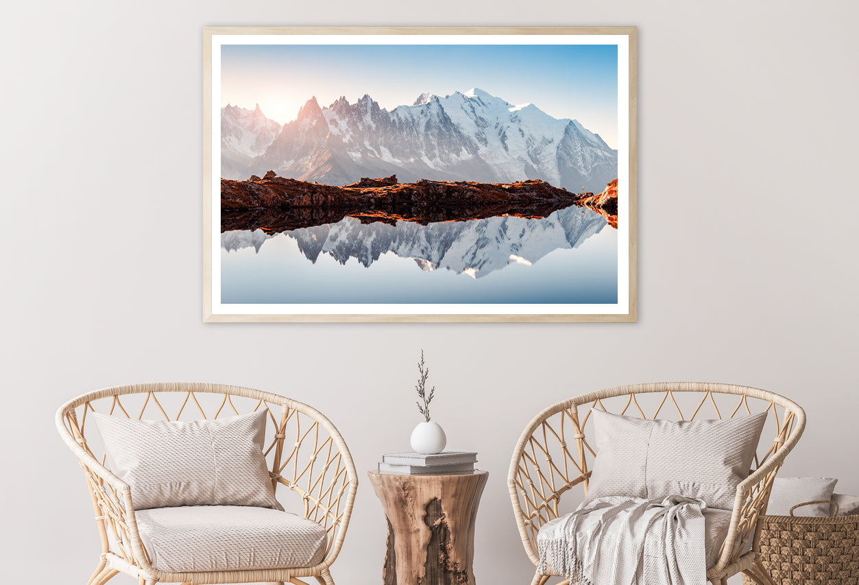 A Snow-Covered Mountain Surrounded By a Glacial Lake Home Decor Premium Quality Poster Print Choose Your Sizes