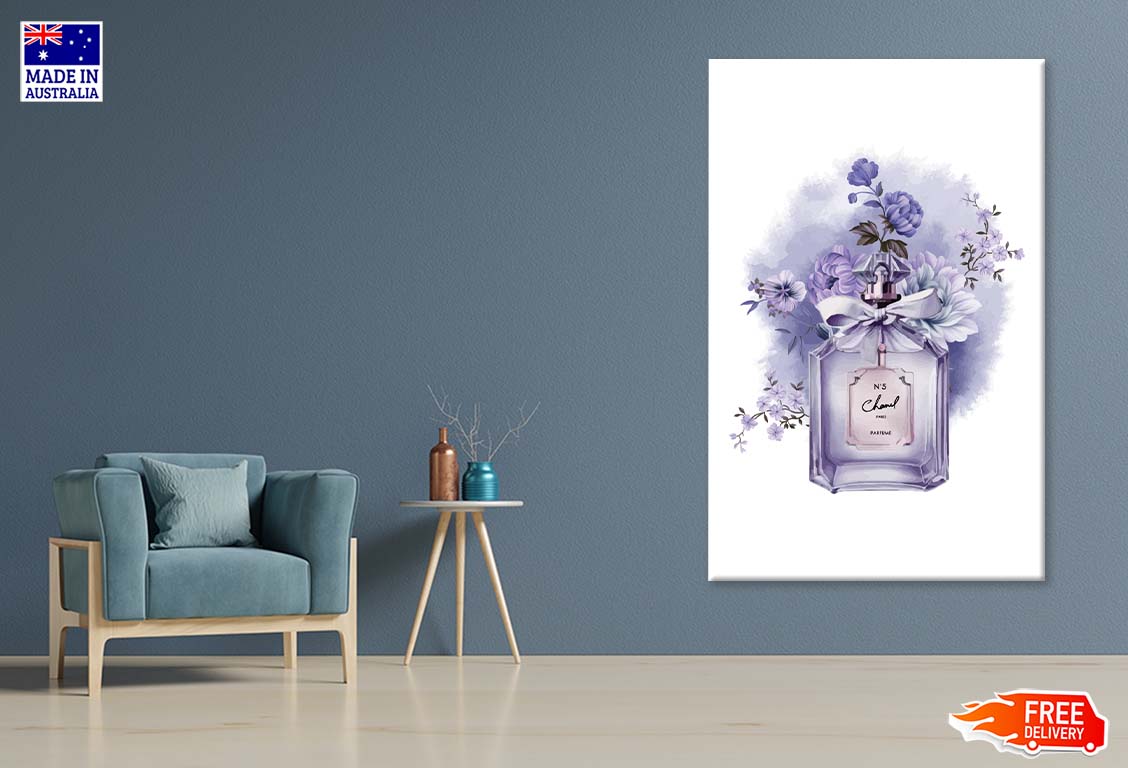 Elegant Purple Flowers and Fashion Bottle Print 100% Australian Made