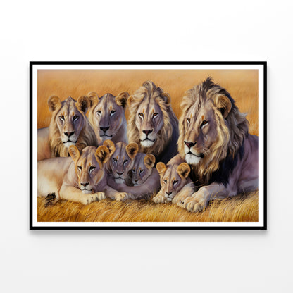 A Pride of Lions Resting Together In the Grasslands Home Decor Premium Quality Poster Print Choose Your Sizes