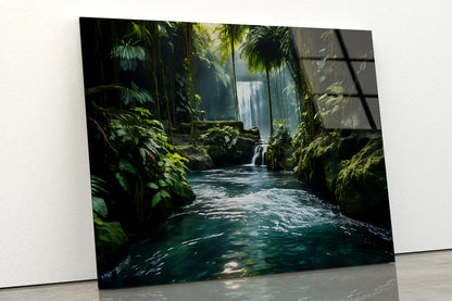 Waterfall in the Forest View Acrylic Glass Print Tempered Glass Wall Art 100% Made in Australia Ready to Hang