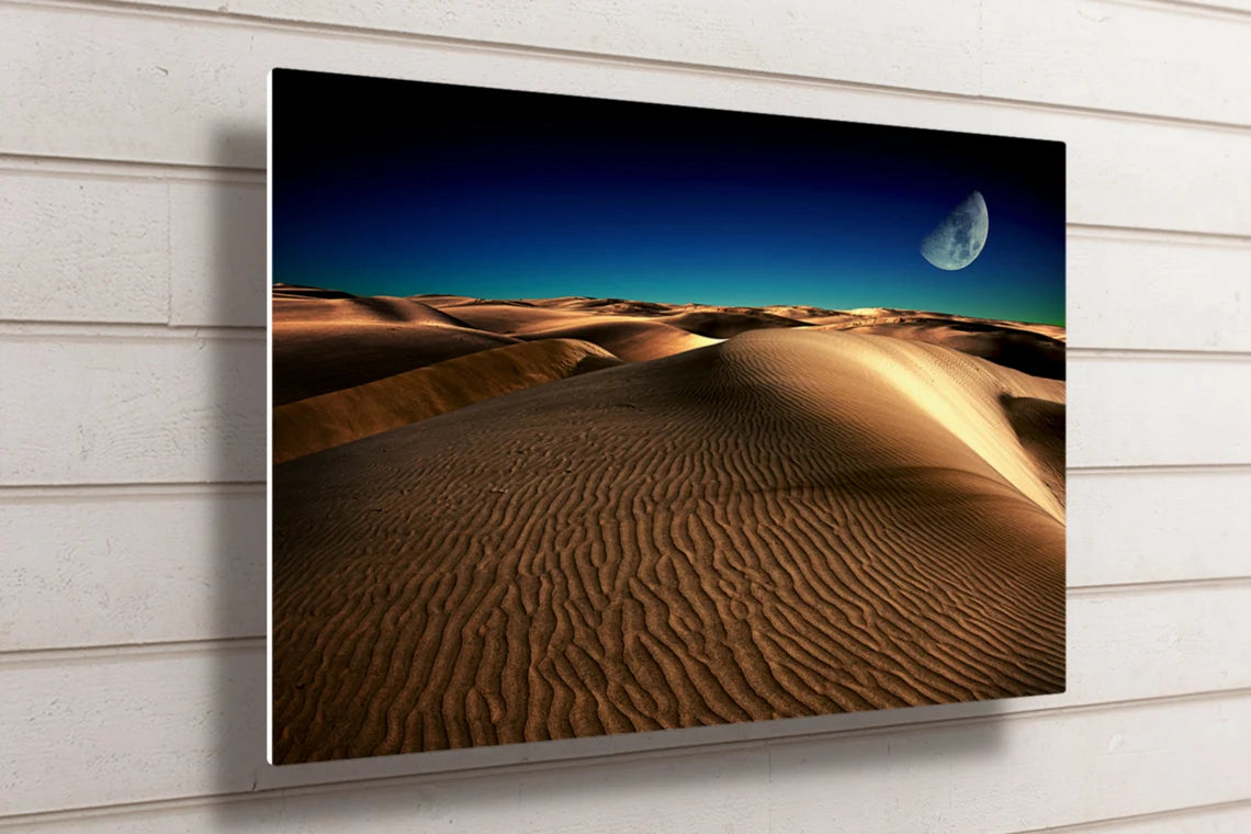 Sahara Desert Moonlight UV Direct Aluminum Print Australian Made Quality