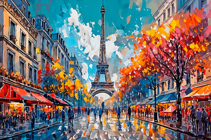 Eiffel Paris Street Painting Wall Art Decor 100% Australian Made