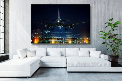 Aircraft Night Flight Acrylic Glass Print Tempered Glass Wall Art 100% Made in Australia Ready to Hang