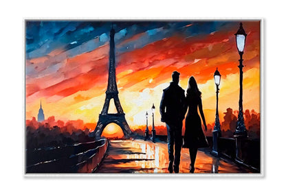 Couple Sunset & Eiffel Tower, Paris Wall Art Limited Edition High Quality Print