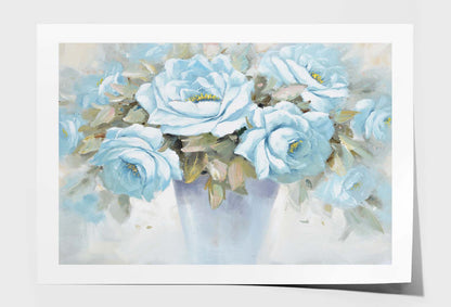 Flowers, Blue, Painting Wall Art Limited Edition High Quality Print