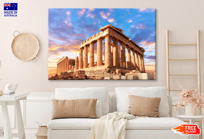 Parthenon Temple On a Sunset Wall Art Decor 100% Australian Made