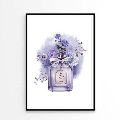 Elegant Purple Flowers and Fashion Bottle Design Home Decor Premium Quality Poster Print Choose Your Sizes