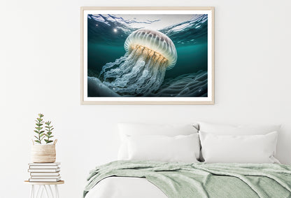 White Jellyfish Floating In the Water Home Decor Premium Quality Poster Print Choose Your Sizes