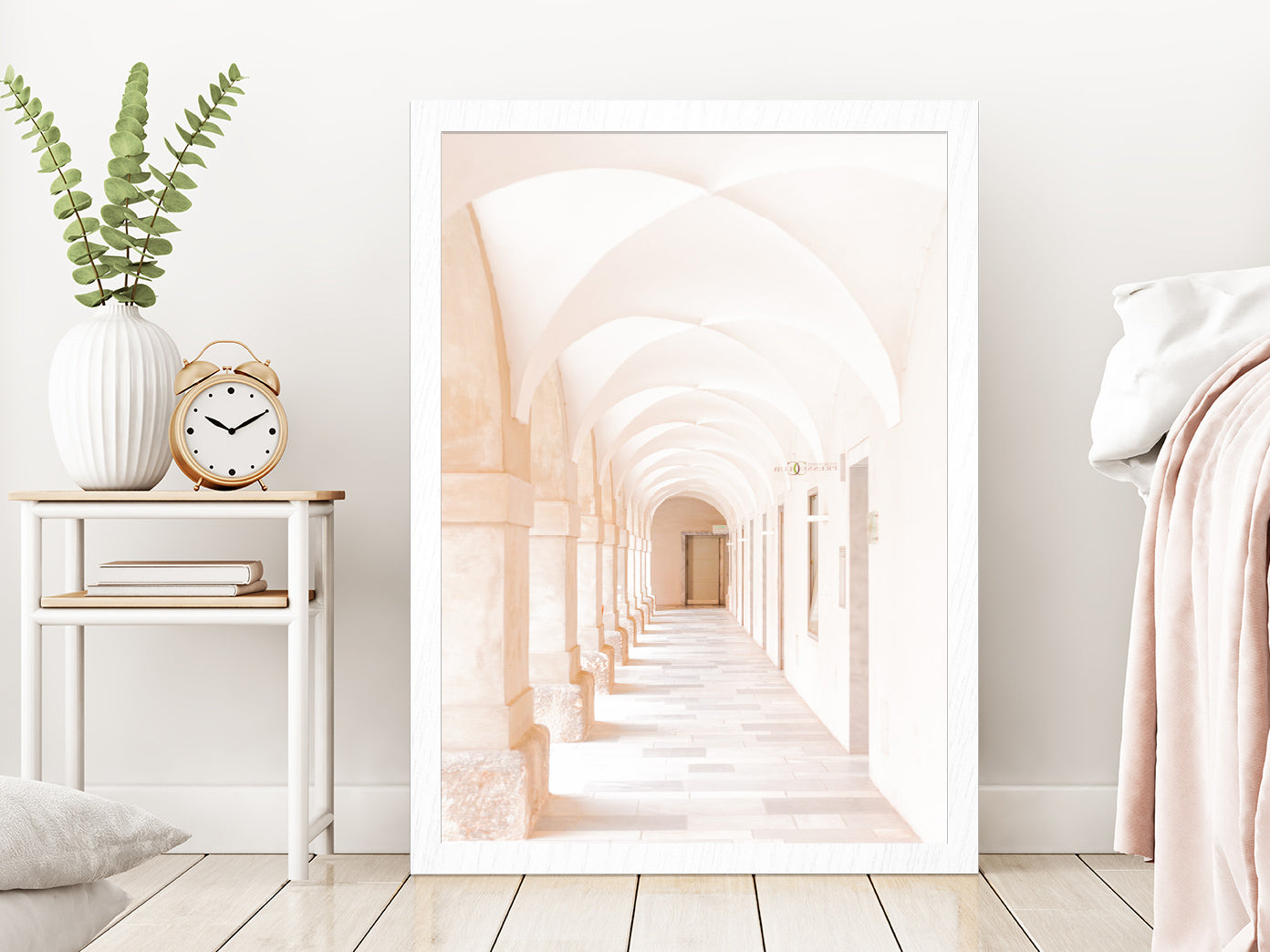 Courtyard of the Seminary Photograph Glass Framed Wall Art, Ready to Hang Quality Print Without White Border White