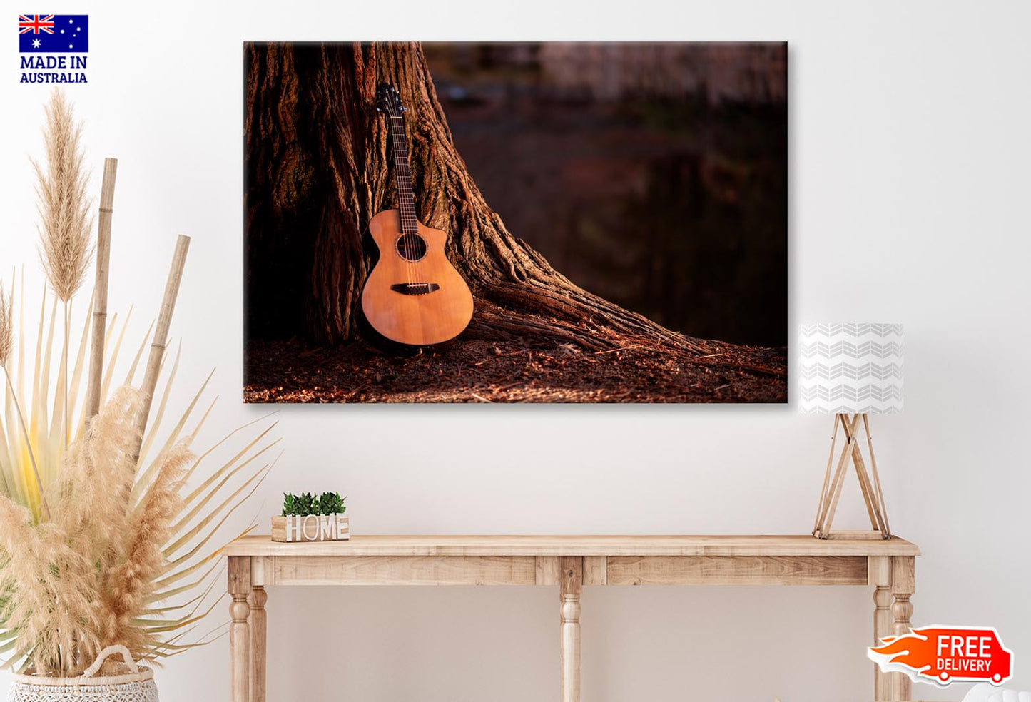 Wooden Acoustic Guitar Wall Art Decor 100% Australian Made