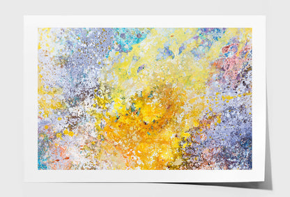 Yellow Brown Blue Abstract Splash Painting Wall Art Limited Edition High Quality Print Unframed Roll Canvas None