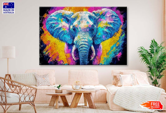 Painting Of Elephant Happy, Animal Wall Art Limited Edition High Quality Print