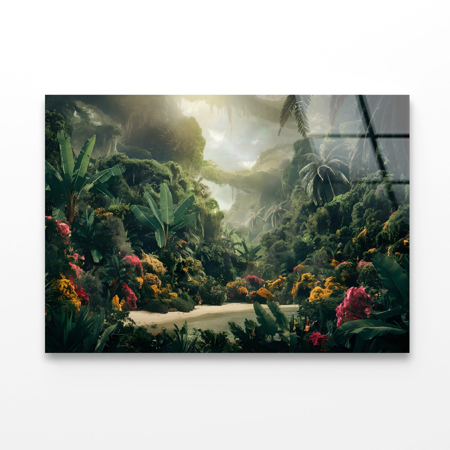 Tropical Forest with a River Acrylic Glass Print Tempered Glass Wall Art 100% Made in Australia Ready to Hang