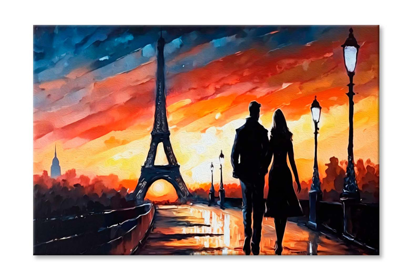 Couple Sunset & Eiffel Tower, Paris Wall Art Limited Edition High Quality Print