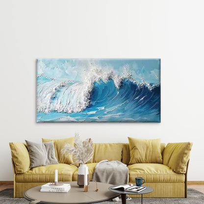 Turquoise & Coastal Ocean Wave Wall Art Canvas Office Home Room Framed 120x60cm