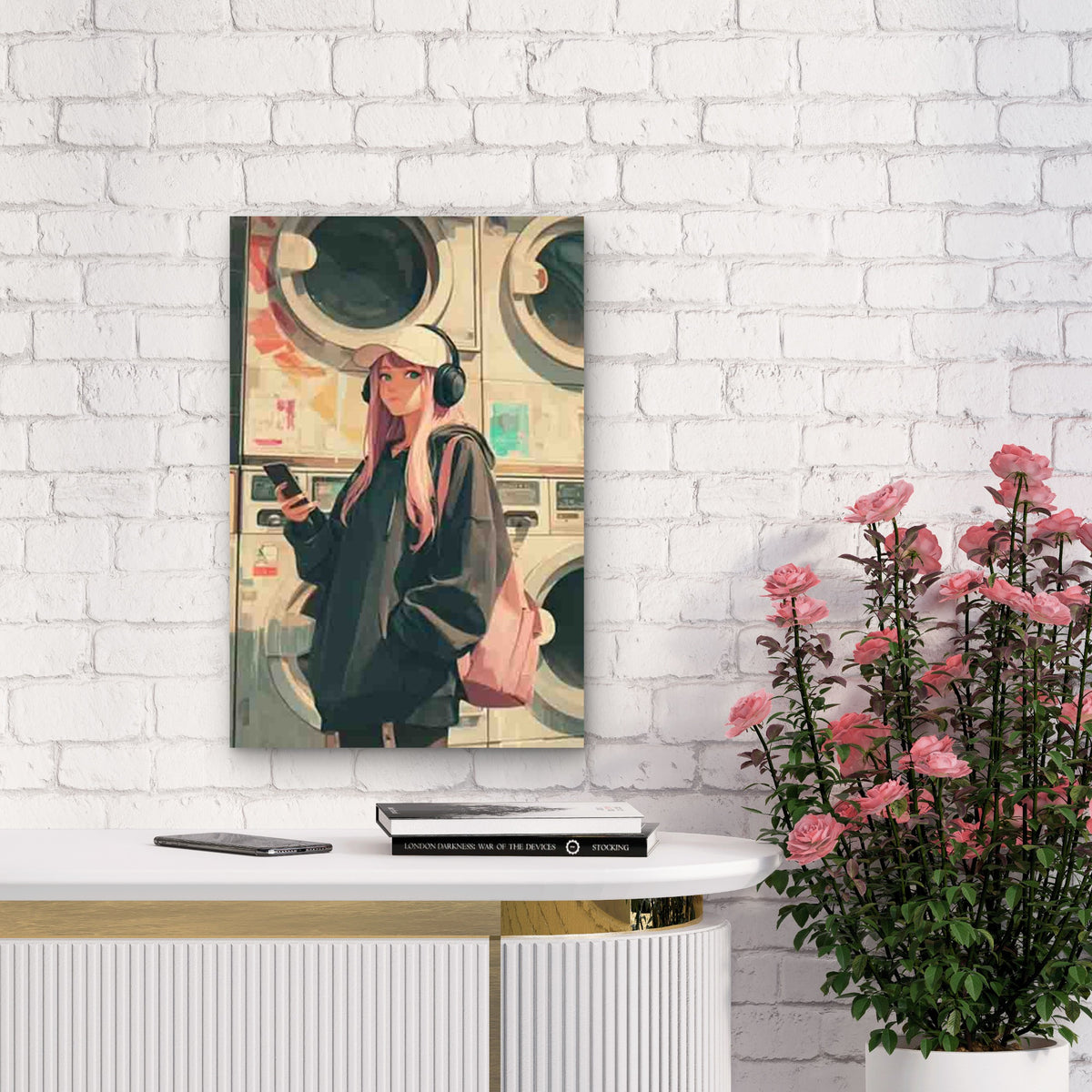 Featuring a Laundromat Scene Metal Print Ready to Hang