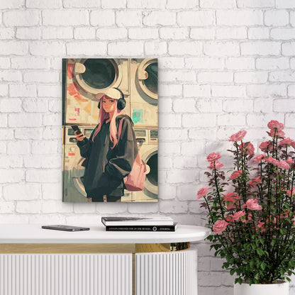 Featuring a Laundromat Scene Metal Print Ready to Hang