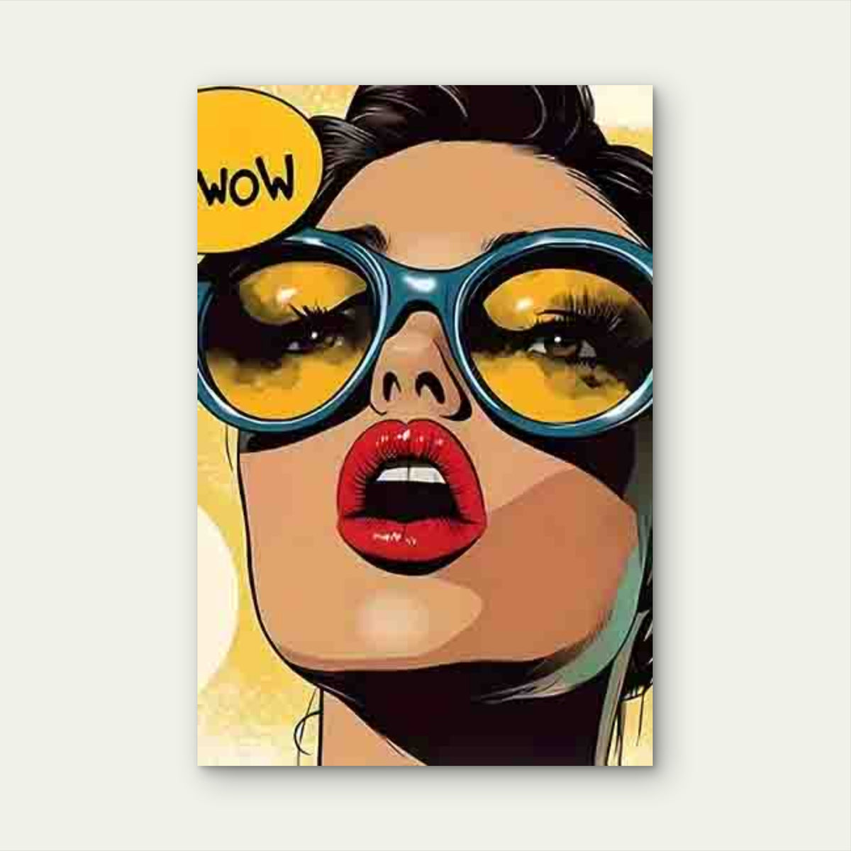 Portrait of a Woman Wearing Large Blue Round 40x60cm Metal Print Ready to Hang
