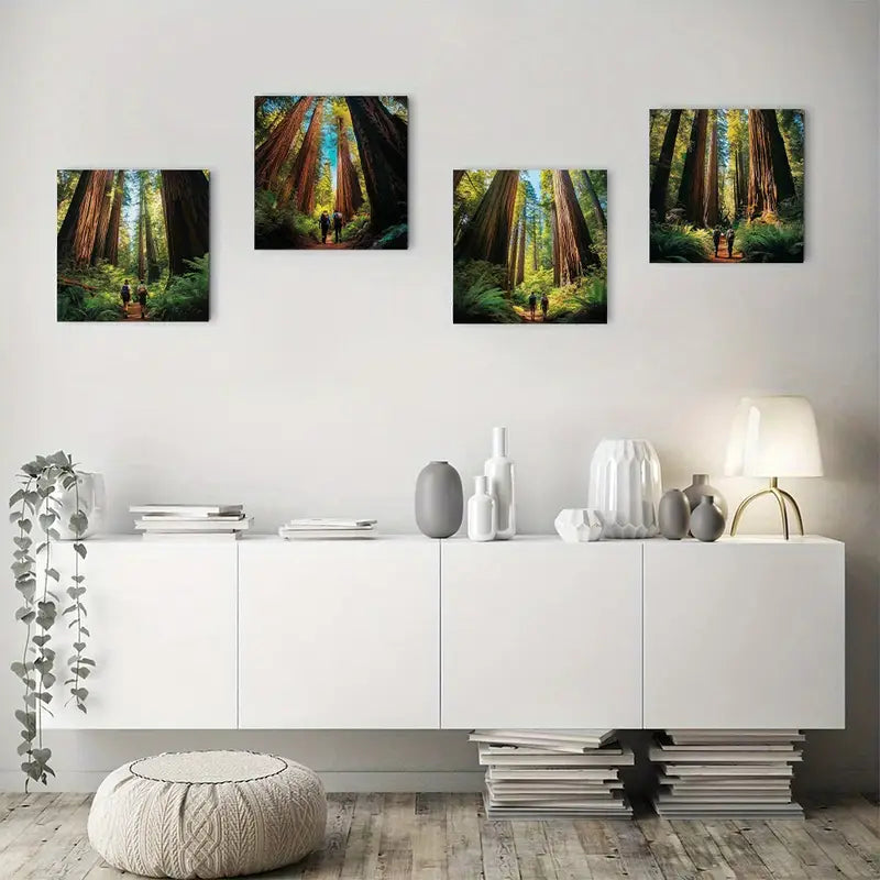 4pcs Redwood Forest Canvas Wall Art Canvas Framed