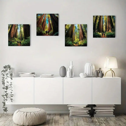 4pcs Redwood Forest Canvas Wall Art Canvas Framed
