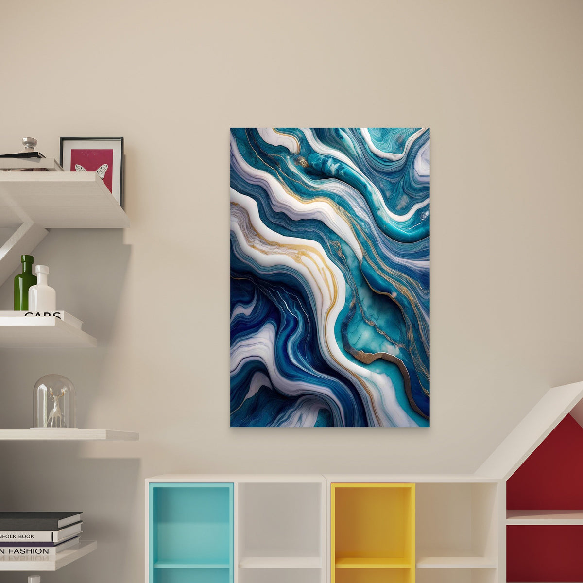 Marble With Waves Reflections 60x90cm Metal Print Ready to Hang