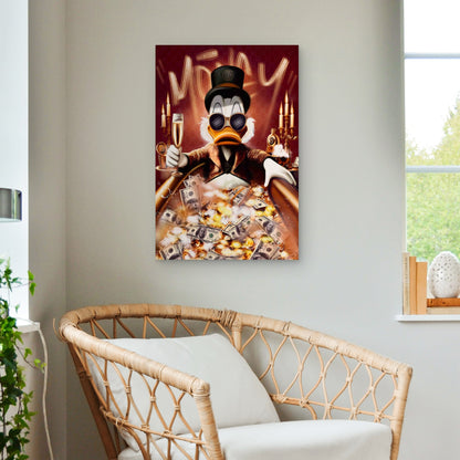 Duck Top Hat Money Bath Champagne 60x90cm Metal Print Ready to Hang