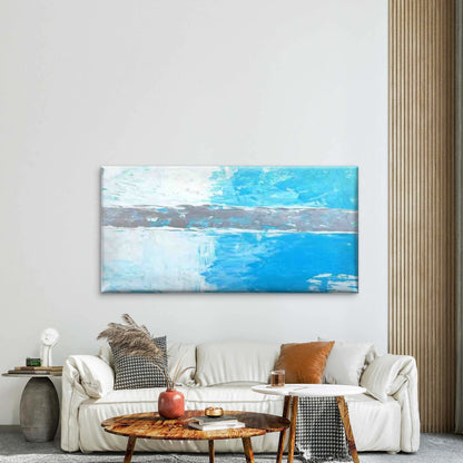 Abstract Blue And White Texture Wall Art Canvas Office Home Room Framed 120x60cm