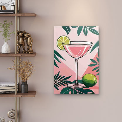Pink Lime Drink Retro 60x90cm Metal Print Ready to Hang