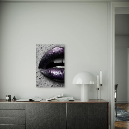 Glossy Purple Lips Closeup 60x90cm Metal Print Ready to Hang