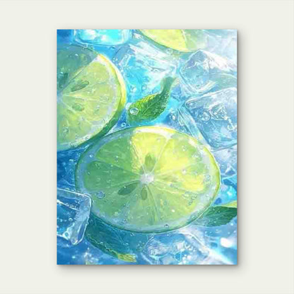 Summer Refreshing Lemon Cube of Ice 60x90cm Metal Print Ready to Hang