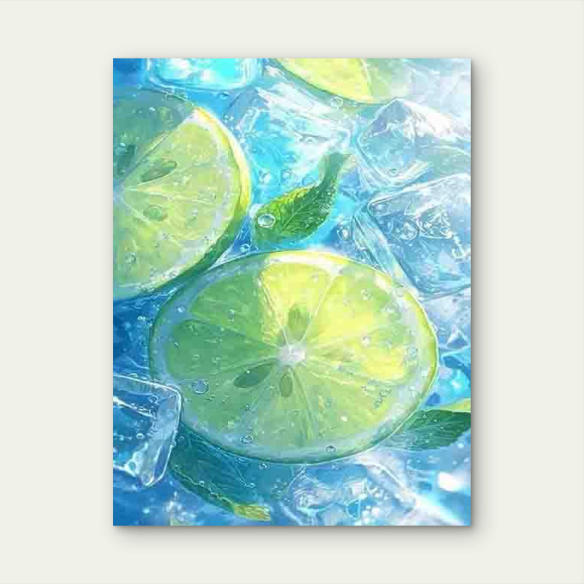 Summer Refreshing Lemon Cube of Ice Metal Print Ready to Hang