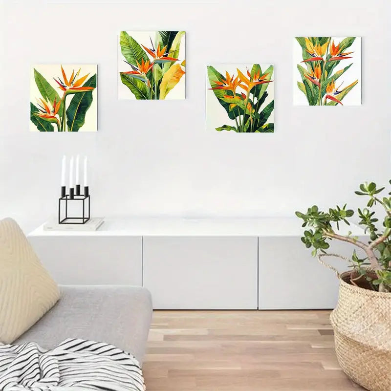 4pcs  Tropical Bird of Paradise  BP    Wall Art Canvas Framed