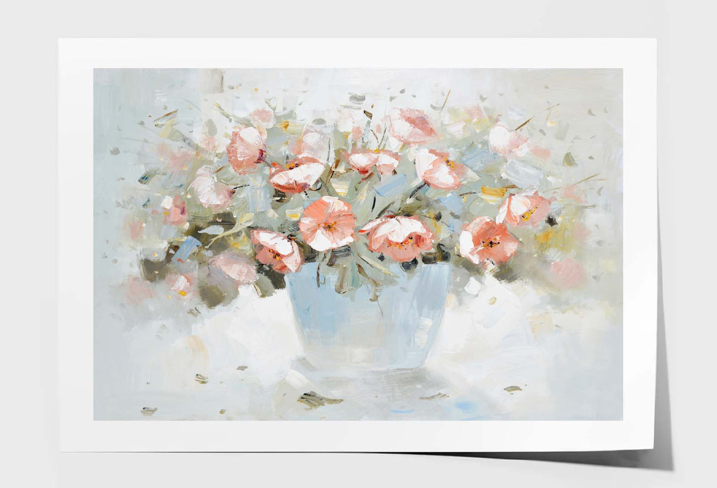 Pink Flowers, Modern Style, Painting Wall Art Limited Edition High Quality Print