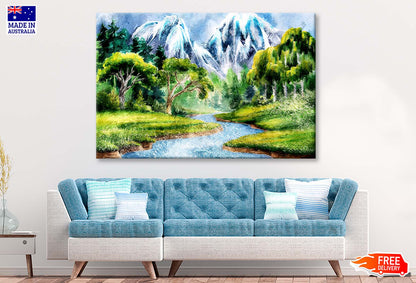 Landscape with Forest and Mountains Wall Art Limited Edition High Quality Print