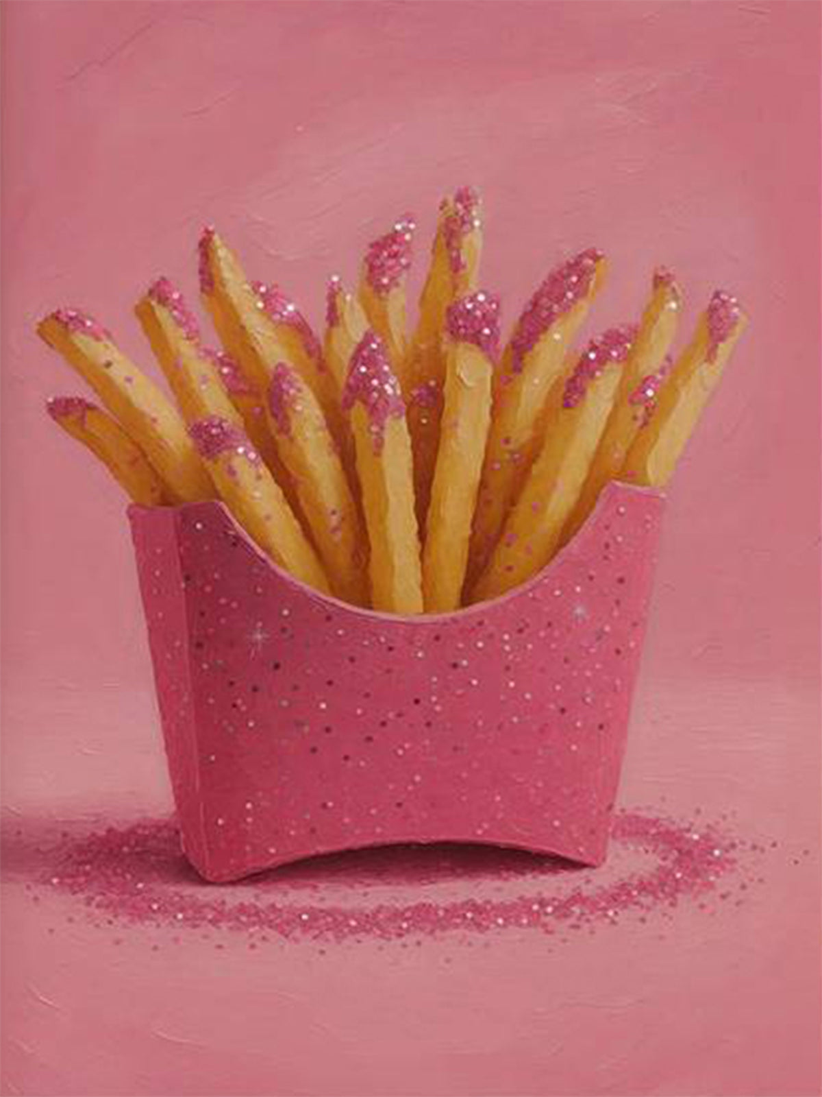 Pink Glittering French Fries Art Fashion Home Decor Premium Quality Poster Print Choose Your Sizes