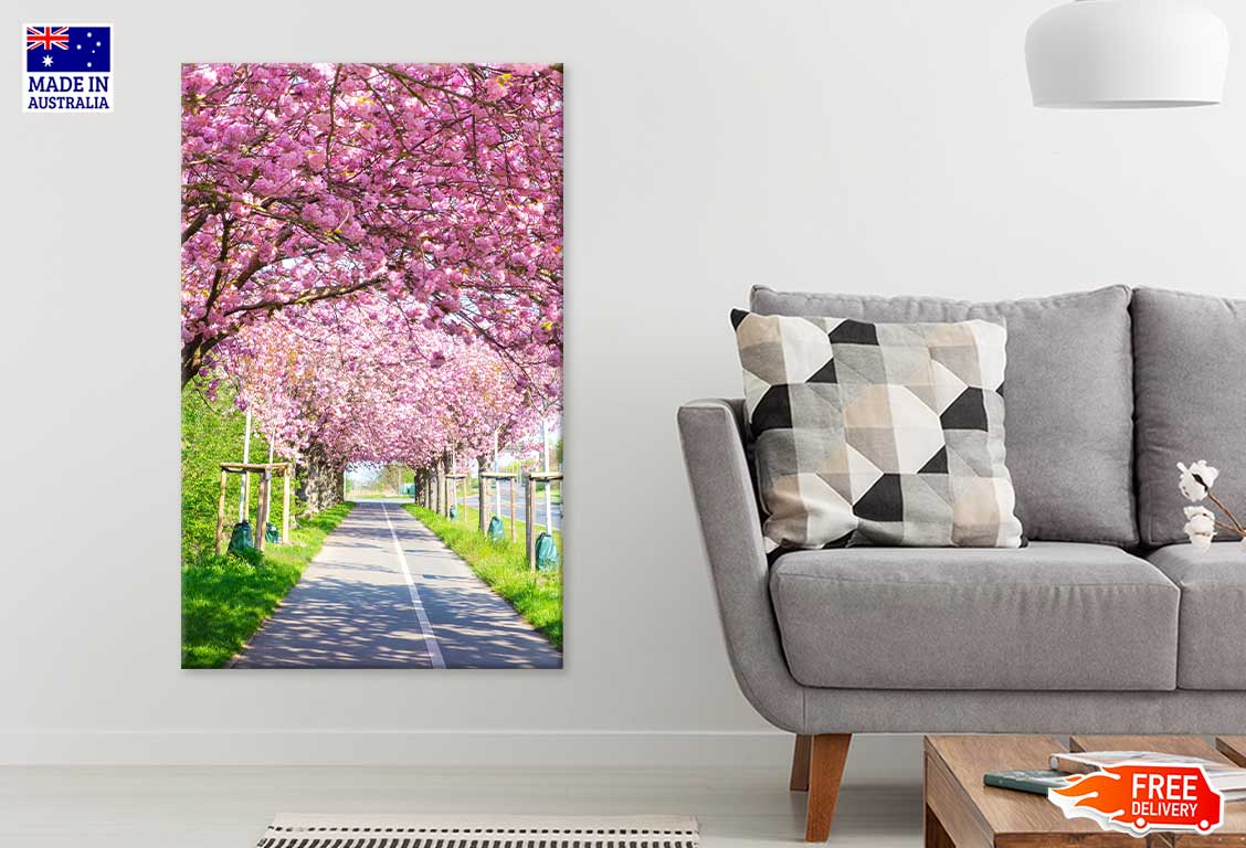 Blooming Pink Cherry Trees Spring Print 100% Australian Made