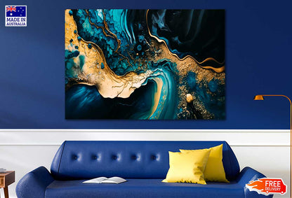 Blue And Gold Abstract Painting Print 100% Australian Made