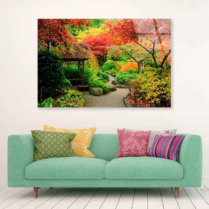 Autumnal Japanese Garden in Victoria Acrylic Glass Print Tempered Glass Wall Art 100% Made in Australia Ready to Hang