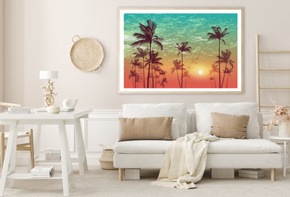 Sky and Palm Trees with Sunset Home Decor Premium Quality Poster Print Choose Your Sizes