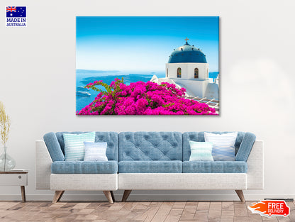 Pink Bougainvillea in Santorini Print 100% Australian Made