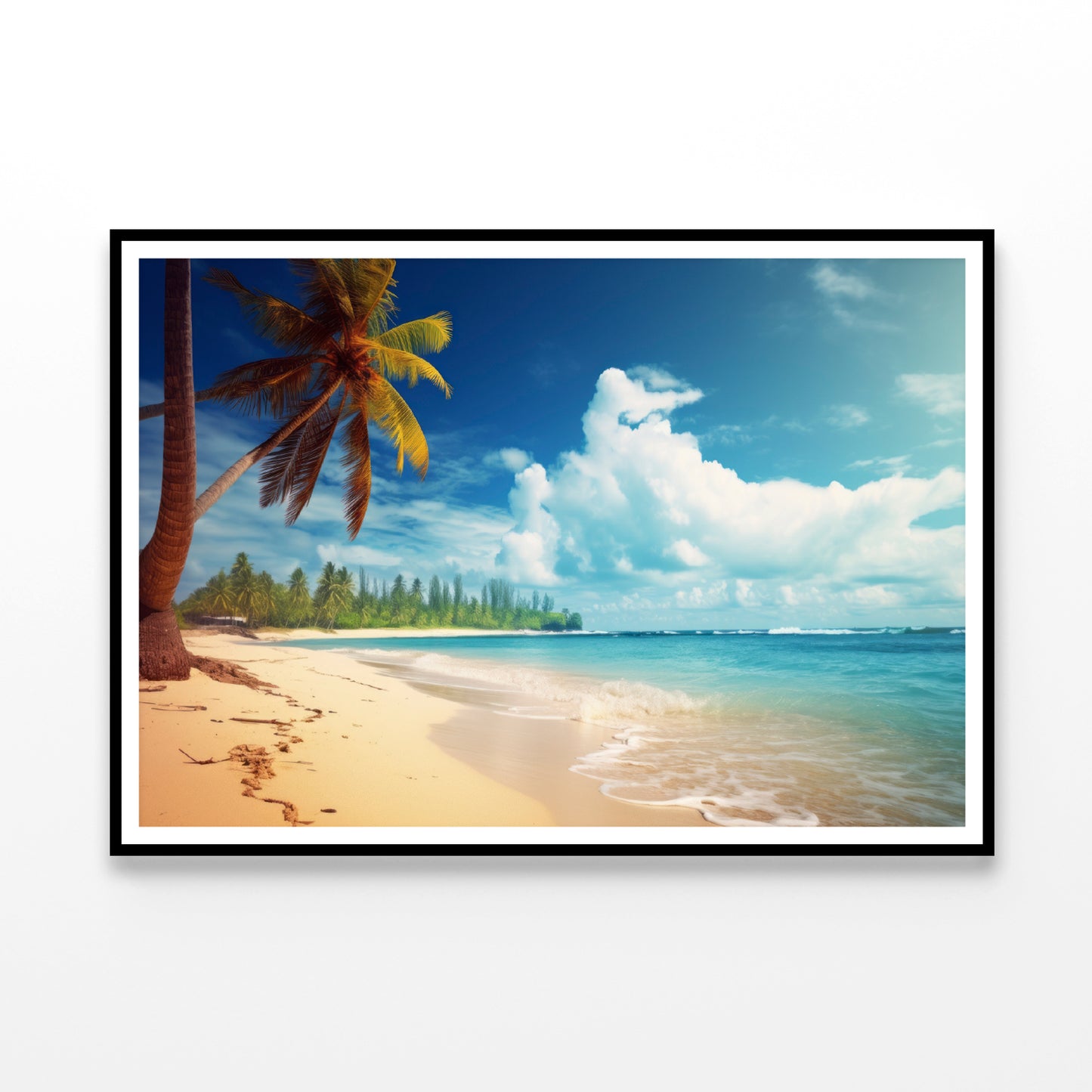 Summer Beach of the Sea with Palm Trees Home Decor Premium Quality Poster Print Choose Your Sizes