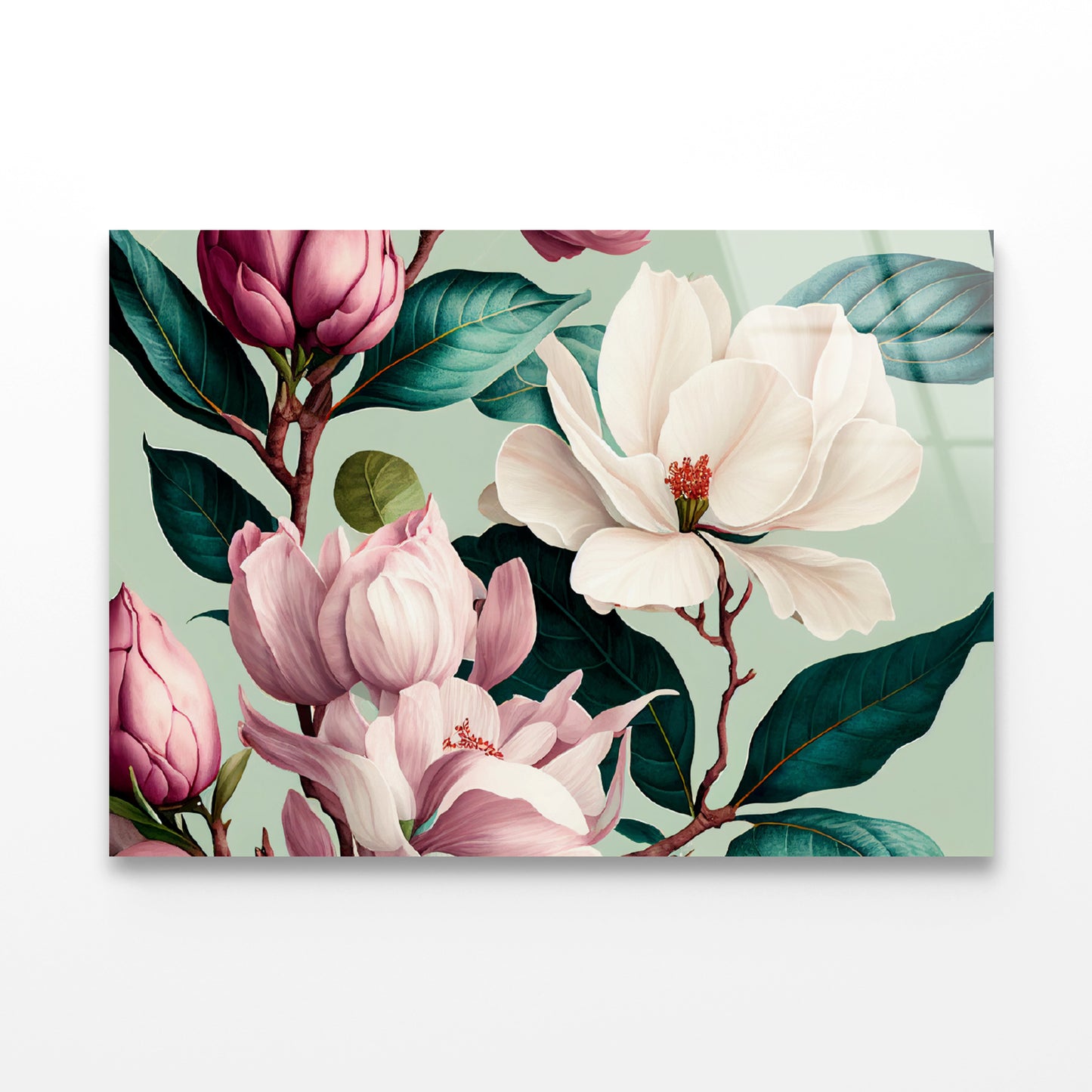 Floral Watercolor Pattern Acrylic Glass Print Tempered Glass Wall Art 100% Made in Australia Ready to Hang