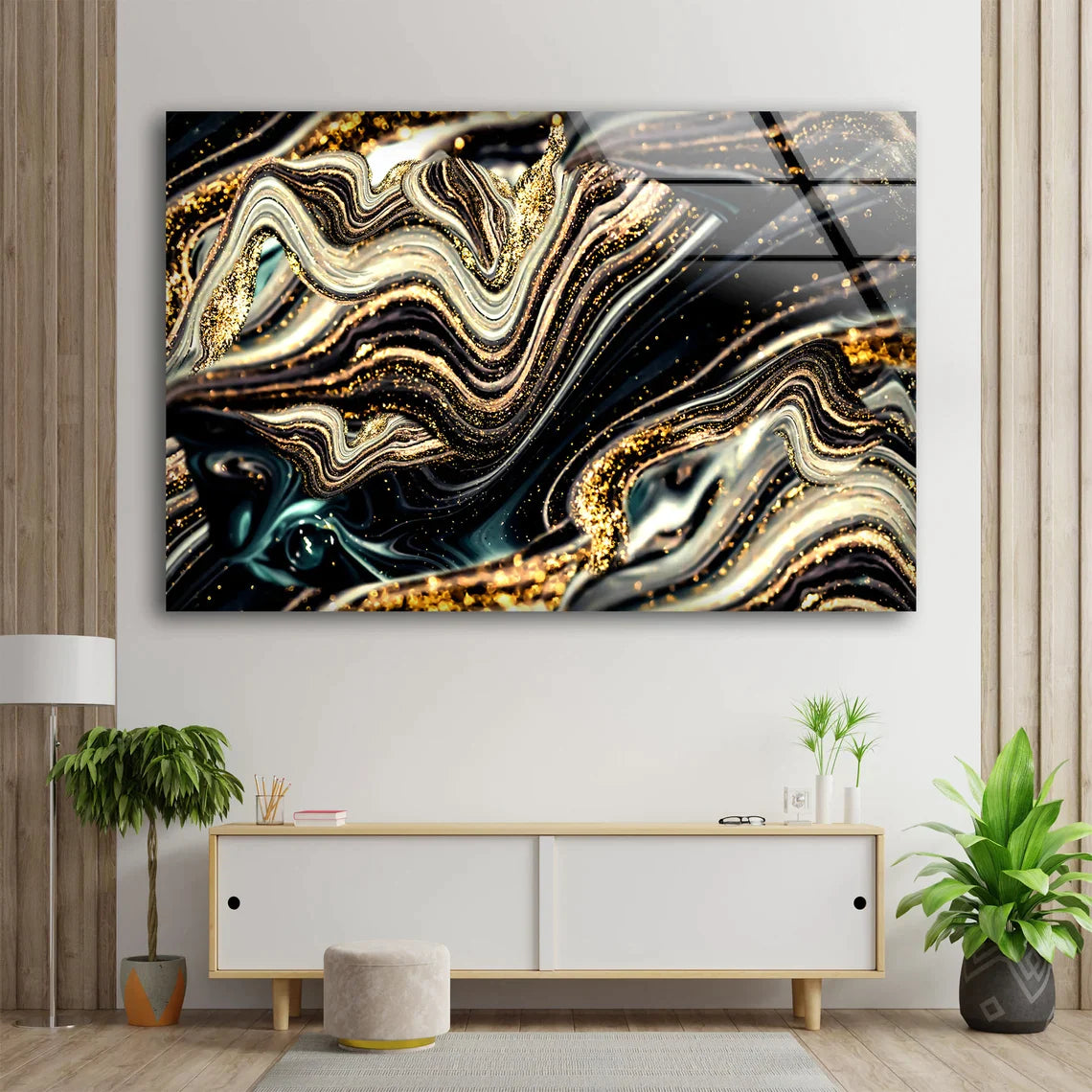 Gold & Silver Abstract UV Direct Aluminum Print Australian Made Quality