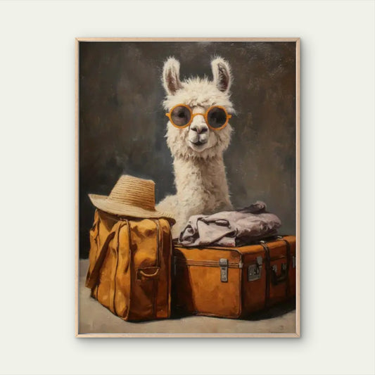 Charming Alpaca in Fashion Glasses and Tote Bag Fashion Home Decor Premium Quality Poster Print Choose Your Sizes