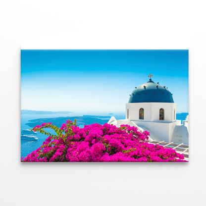 Pink Bougainvillea in Santorini Print 100% Australian Made