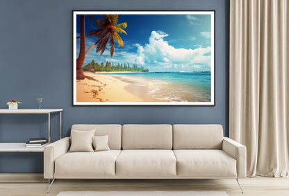 Summer Beach of the Sea with Palm Trees Home Decor Premium Quality Poster Print Choose Your Sizes