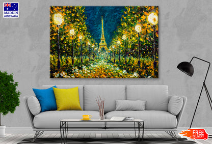 Paris European Night City Landscape & Eiffel Tower Oil Painting Limited Edition High Quality Print