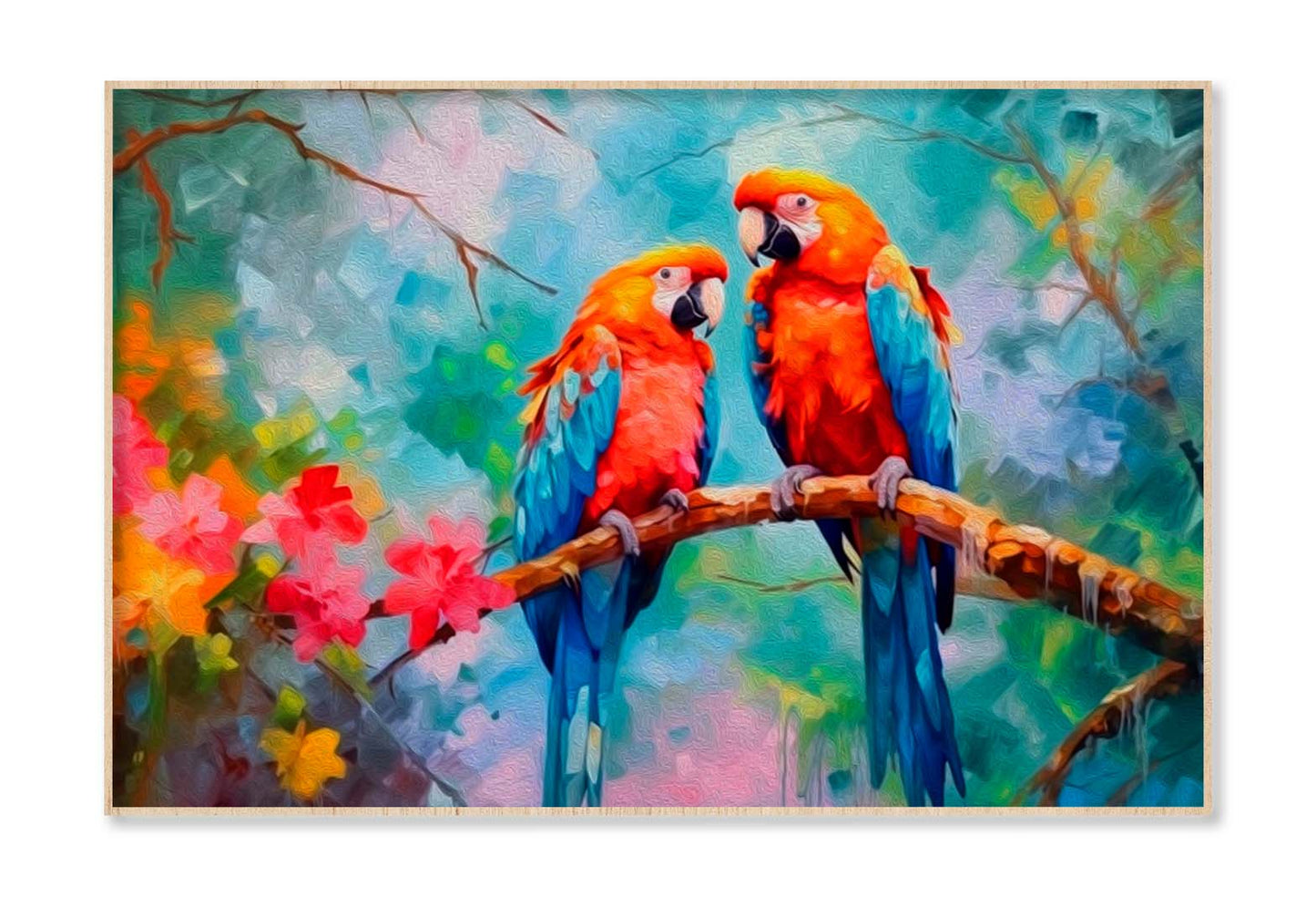 Watercolor Macaw On  Branch Wall Art Limited Edition High Quality Print