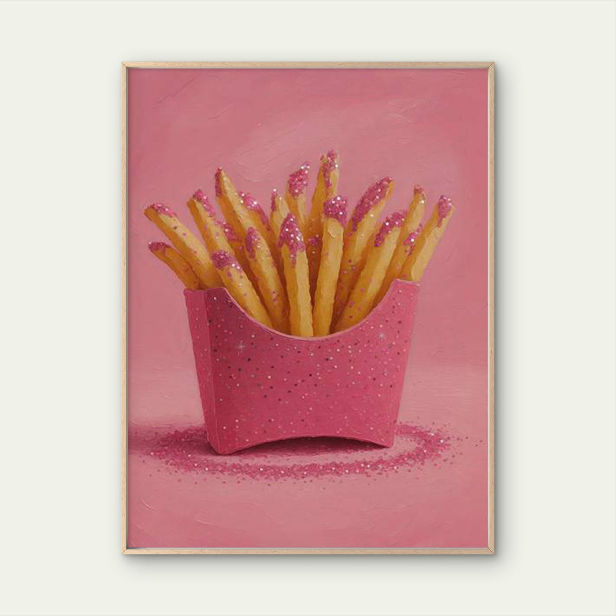 Pink Glittering French Fries Art Fashion Home Decor Premium Quality Poster Print Choose Your Sizes