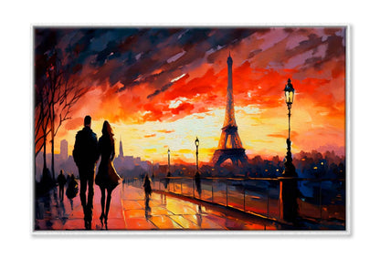 Couple at Sunset, Eiffel Tower Wall Art Limited Edition High Quality Print